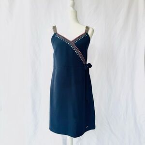 Ted Baker London Navy Embellished Wrap Dress - Size 2
